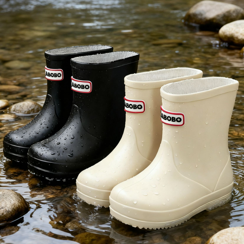 Dječje kišne čizme, PVC gornji dio, dizajn s niskim profilom, niski pet 1–3 cm, za sve sezone