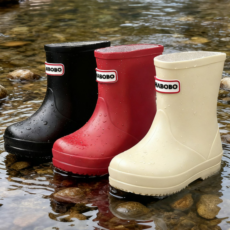 Dječje kišne čizme, PVC gornji dio, dizajn s niskim profilom, niski pet 1–3 cm, za sve sezone