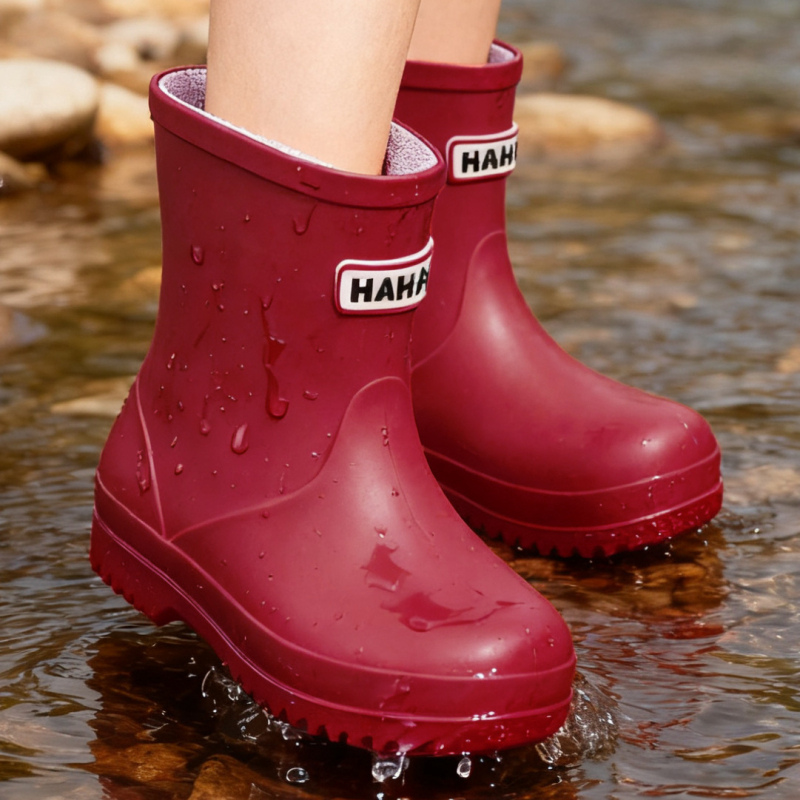 Dječje kišne čizme, PVC gornji dio, dizajn s niskim profilom, niski pet 1–3 cm, za sve sezone