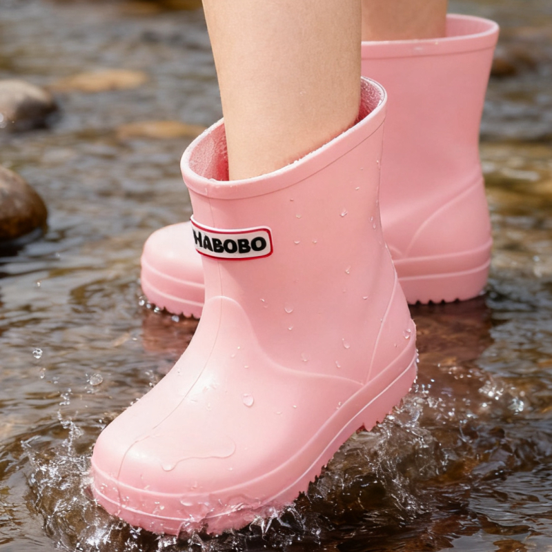 Dječje kišne čizme, PVC gornji dio, dizajn s niskim profilom, niski pet 1–3 cm, za sve sezone