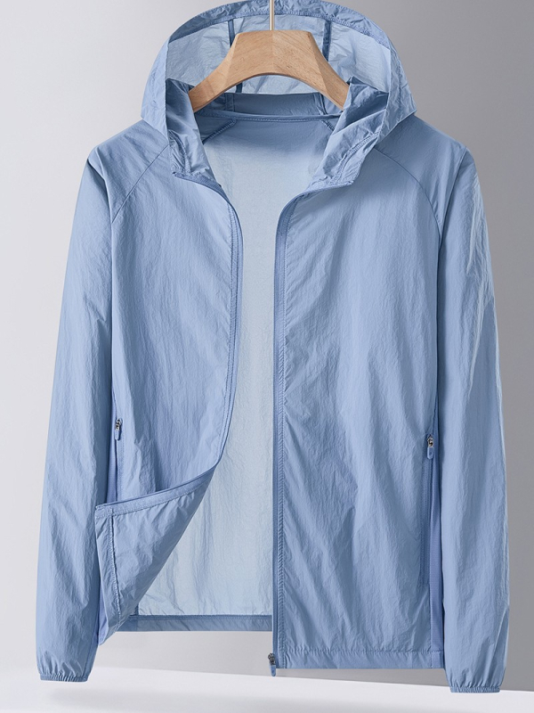 Unisex vanjska windbreaker s UV zaštitom UPF50+, brzo se suši, prozračni najlon, s kapuljačom