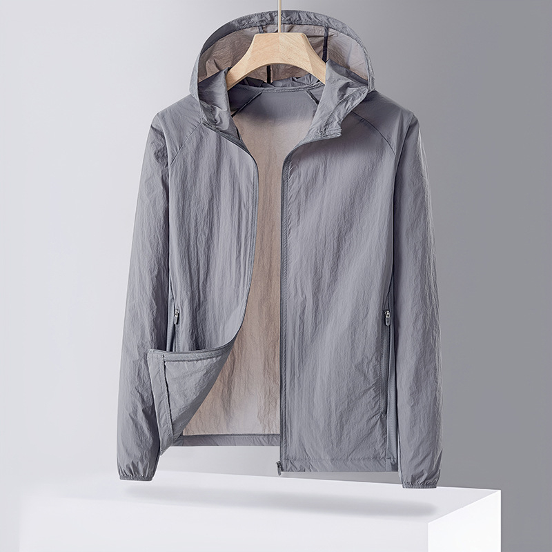 Unisex vanjska windbreaker s UV zaštitom UPF50+, brzo se suši, prozračni najlon, s kapuljačom