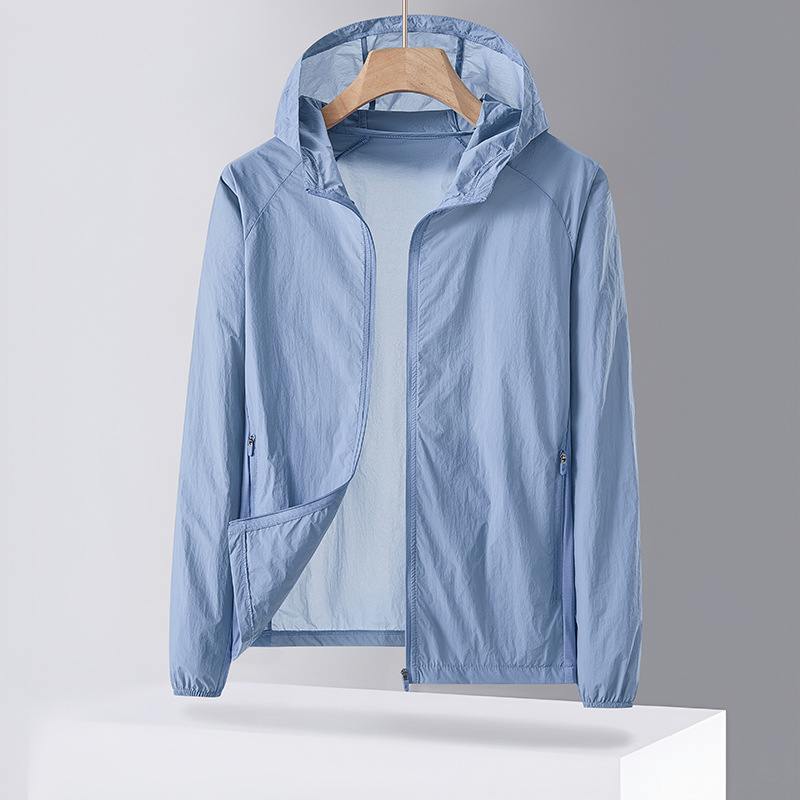 Unisex vanjska windbreaker s UV zaštitom UPF50+, brzo se suši, prozračni najlon, s kapuljačom