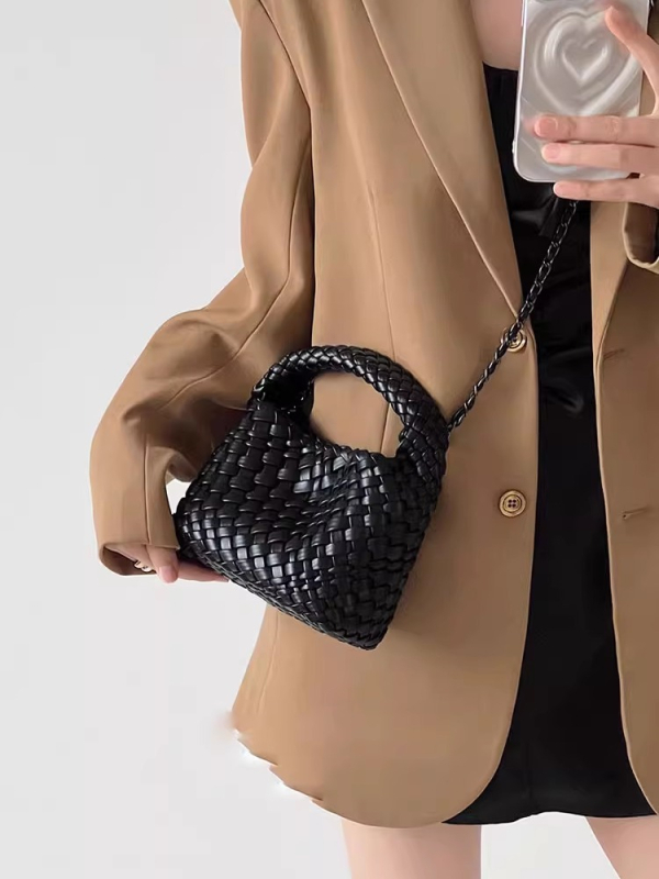 Ručna tkana PU crossbody torba za mobitel s unutarnjim džepom za mobitel i laminiranim džepom sa zatvaračem — ulični stil