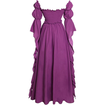 Női középkori retro négyzetes galléros hosszú ruha, derekát szorító corsettel — poliészter/spandex anyagú, színpadi jelmez