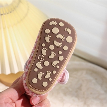 Baba cipő, Hercegnő stílus, Pamut felsőrész, Houndstooth minta, Csúszásmentes puha talp, Velcro-zár