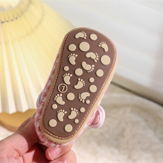 Baba cipő, Hercegnő stílus, Pamut felsőrész, Houndstooth minta, Csúszásmentes puha talp, Velcro-zár