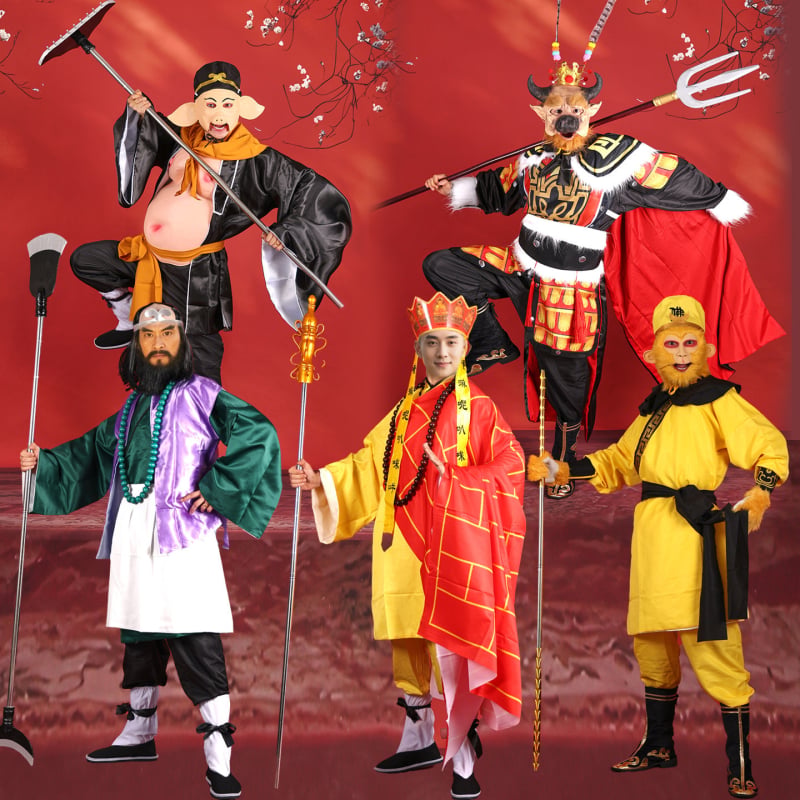 Set kostima Putovanje na Zapad za četiri osobe – Sun Wukong, Tang Sanzang, Sha Wujing, Zhu Bajie; Poliester; jesen 2025; unisex; tb-963115145808