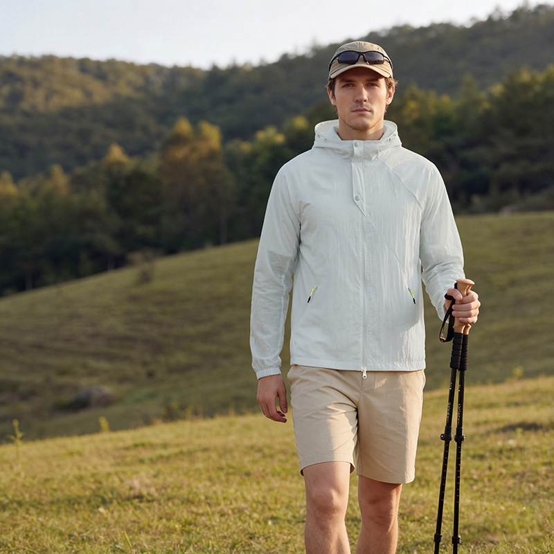 Vanjska jakna s kapuljom, unisex, brzo suši, najlonska tkanina, UPF50 zaštita od sunca