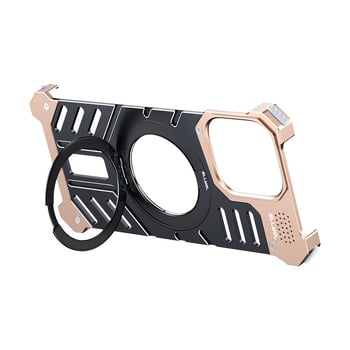 Kryt na iPhone 16 Pro Max z hliníkového zliatiny + PC, CNC opracovanie, odvádzanie tepla, magnetické, 360° otáčajúci držiak