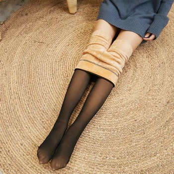 Csípőemelést és formázást kínáló harisnyanadrág, fleece-béléssel, vastag anyagú, nylon 70% elasztán, ősz-tél, 18–40 éveseknek
