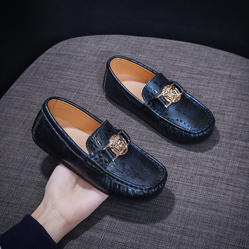 Detské slip-on loafers z pravej kože, Preppy štýl, nízky top, gumová podrážka, unisex, vek 4–16 rokov