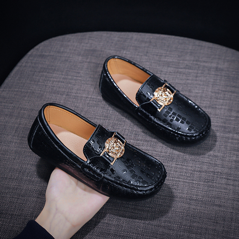 Detské slip-on loafers z pravej kože, Preppy štýl, nízky top, gumová podrážka, unisex, vek 4–16 rokov