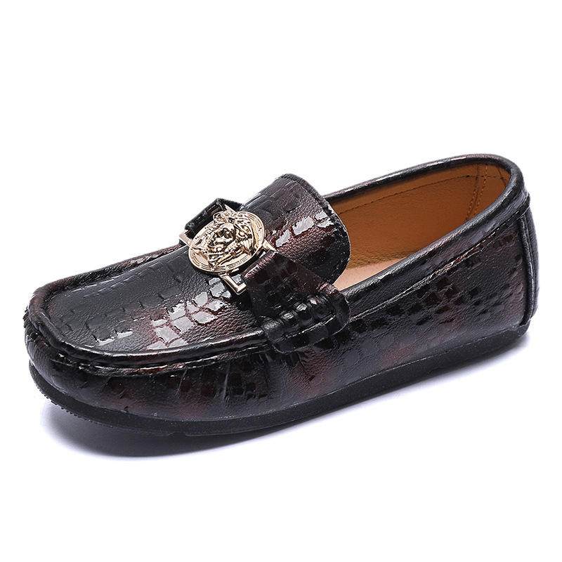 Detské slip-on loafers z pravej kože, Preppy štýl, nízky top, gumová podrážka, unisex, vek 4–16 rokov