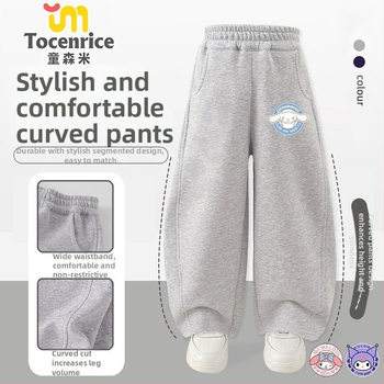 Κοριτσίστικα παντελόνια από κορντουρούι με γούνα κουνελιού, θεμα My Melody & Kuromi, κορεατικό στυλ, Άνοιξη 2025 – ηλικίες 3–8.