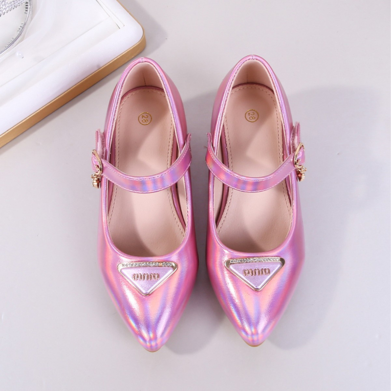 Lányoknak szóló hercegnő csatos balerina, bőr felsőrész, PU belső és talp, TPR talp, 2024 tavasz