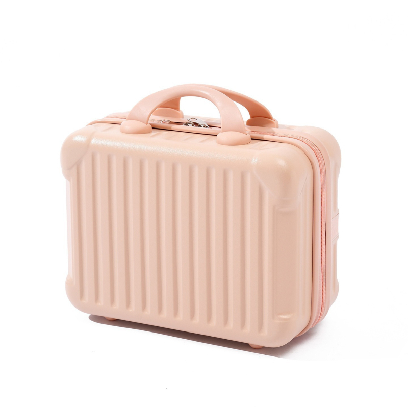Mini szatchel utazáshoz, ABS anyag, súly 0,8 kg, cipzáras nyitás, egyirányú kerekek, poliészter bélés