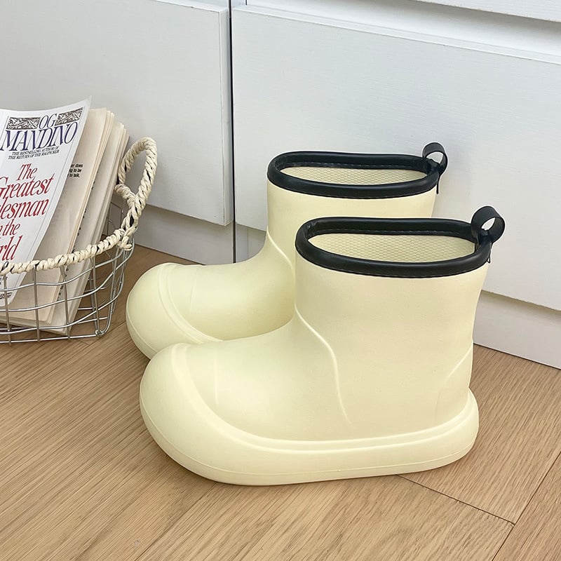 Cizme de ploaie pentru femei, partea superioară EVA, înălțime medie a gleznei, toc 3–5 cm, potrivite pentru patru sezoane