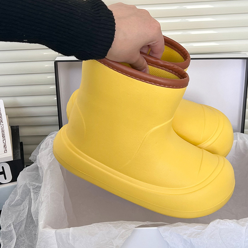 Cizme de ploaie pentru femei, partea superioară EVA, înălțime medie a gleznei, toc 3–5 cm, potrivite pentru patru sezoane