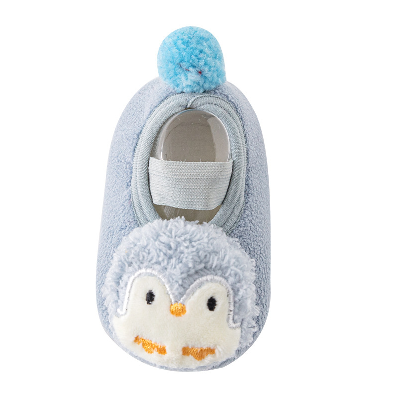 Pantofi pentru învățarea mersului la copii - căptușeală fleece, model cartoon, închidere cu bandă elastică, talpă moale anti-derapantă, calzi pentru iarnă/toamnă