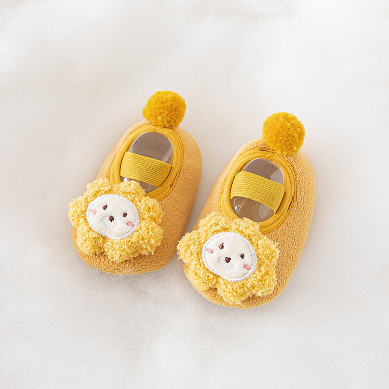 Pantofi pentru învățarea mersului la copii - căptușeală fleece, model cartoon, închidere cu bandă elastică, talpă moale anti-derapantă, calzi pentru iarnă/toamnă