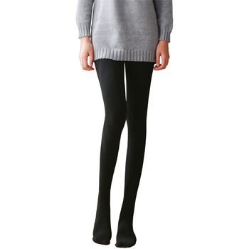 Colanți dama din bumbac, cu căptușeală fleece, groși, cu dungi verticale, pentru toamnă-iarnă, subțierea siluetei (Bumbac; Groși; Dungi; Subțierea siluetei; Mențin căldura)