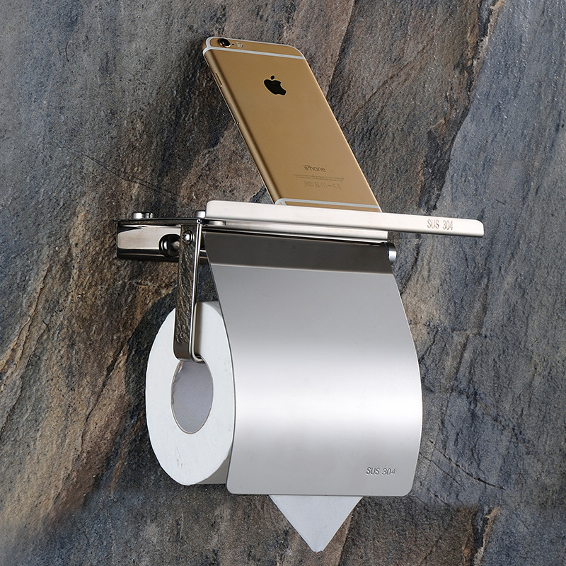 Držač papira za WC od nehrđajućeg čelika 304, kvadratnog oblika, ogledalo-polirana površina, ugradnja bez bušenja, moderni minimalistički stil