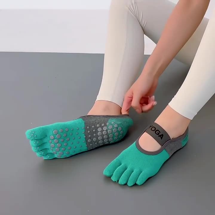 Ženske anti-slip joga čarape – kratke petoprstne čarape za pilates, ljeto, fitness, ples