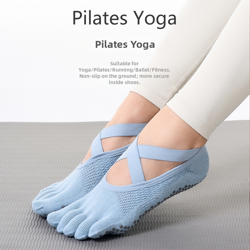 Ženske anti-slip joga čarape – kratke petoprstne čarape za pilates, ljeto, fitness, ples
