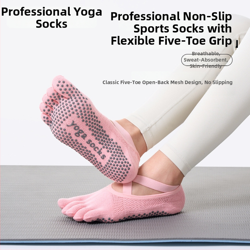 Ženske anti-slip joga čarape – kratke petoprstne čarape za pilates, ljeto, fitness, ples