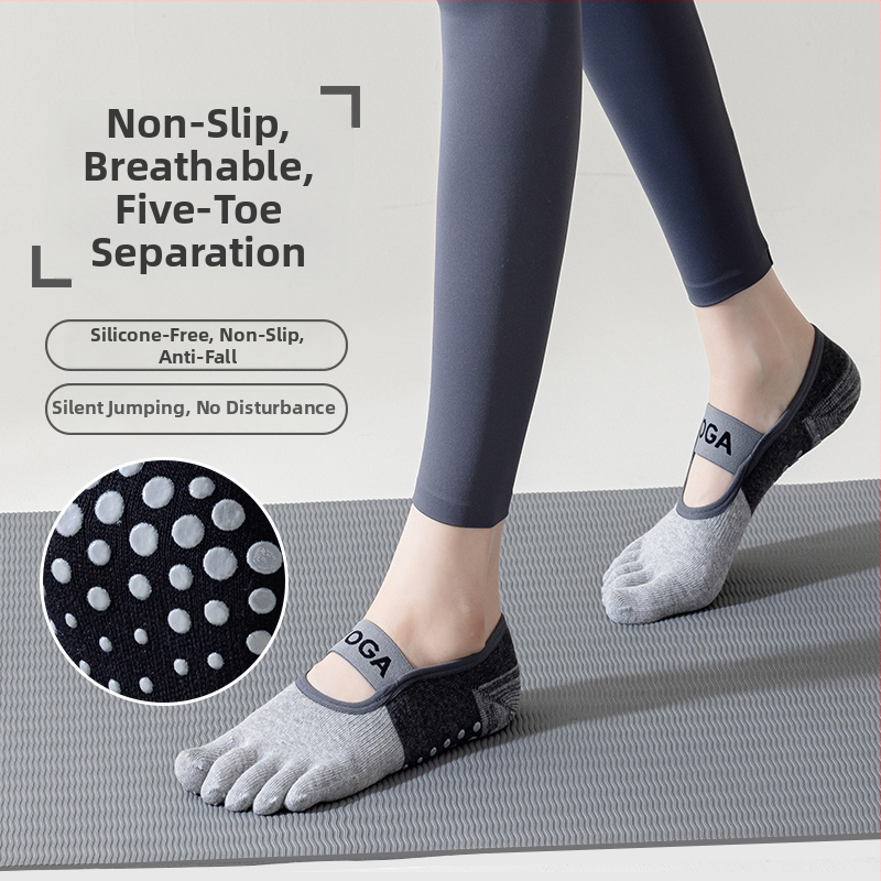 Ženske anti-slip joga čarape – kratke petoprstne čarape za pilates, ljeto, fitness, ples
