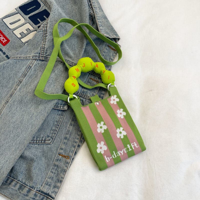 Torba za mobitel, mini pleteni crossbody — Gradska jednostavnost, poliester, uspravni kvadratni oblik, unutarnja džep za mobitel, zaključavanje brava (Proljeće 2025)