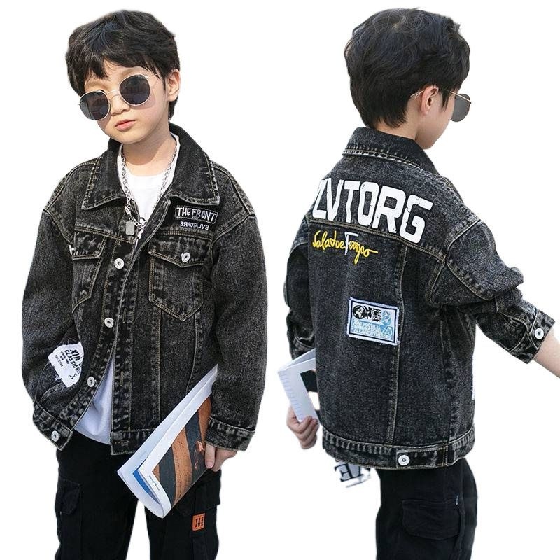 Παιδικό τζιν μπουφάν για αγόρια - γιακάς πόλο, ύφασμα τζιν/βαμβάκι, κλείσιμο με μία σειρά κουμπιών, για παιδιά 8+ ετών
