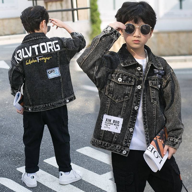 Παιδικό τζιν μπουφάν για αγόρια - γιακάς πόλο, ύφασμα τζιν/βαμβάκι, κλείσιμο με μία σειρά κουμπιών, για παιδιά 8+ ετών