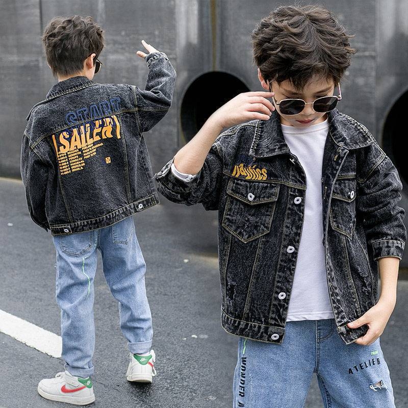 Παιδικό τζιν μπουφάν για αγόρια - γιακάς πόλο, ύφασμα τζιν/βαμβάκι, κλείσιμο με μία σειρά κουμπιών, για παιδιά 8+ ετών