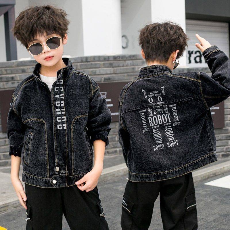 Παιδικό τζιν μπουφάν για αγόρια - γιακάς πόλο, ύφασμα τζιν/βαμβάκι, κλείσιμο με μία σειρά κουμπιών, για παιδιά 8+ ετών