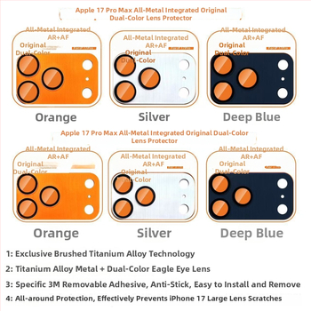 Film AR pentru lentile cu integrare metalică totală pentru dispozitive Apple (Universal) — film pentru lentile, HD, rezistent la zgârieturi, rezistent la explozii, rezistent la praf