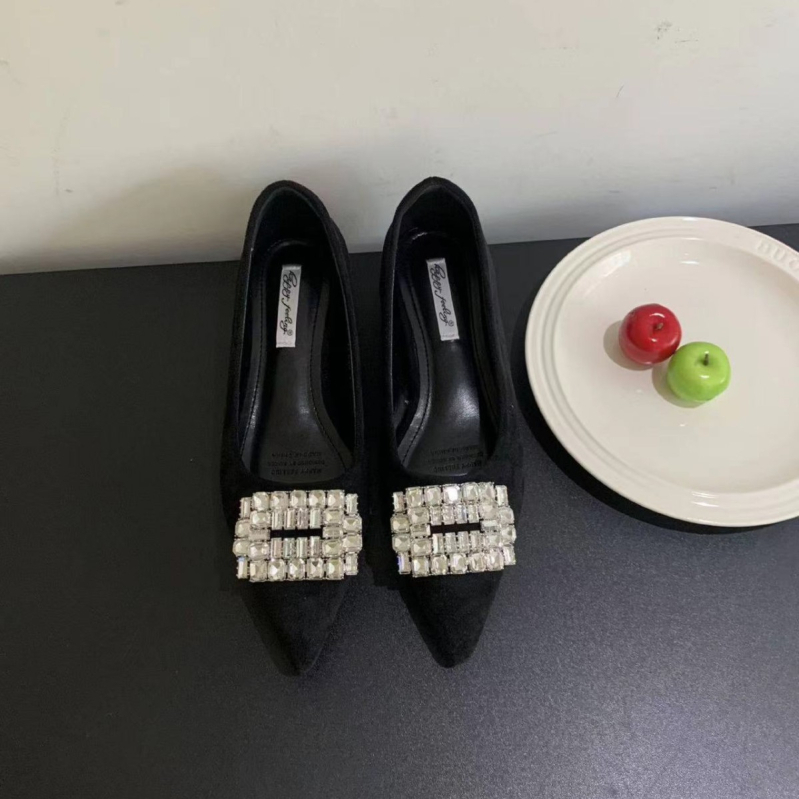 Ženske Mary Jane cipele s oštrim nosom, velur gornji dio, PU podstava, niski pet do 3 cm
