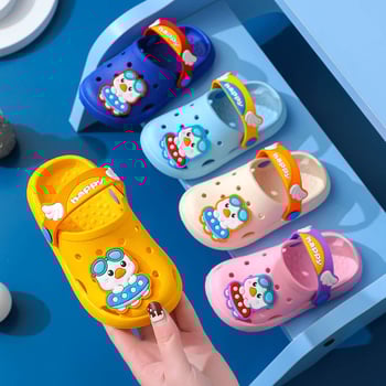 Sandale de plajă unisex pentru copii, cu partea superioară din PVC și talpă PVC, model desen animat, potrivite pentru copii 1–6 ani