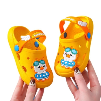 Sandale de plajă unisex pentru copii, cu partea superioară din PVC și talpă PVC, model desen animat, potrivite pentru copii 1–6 ani