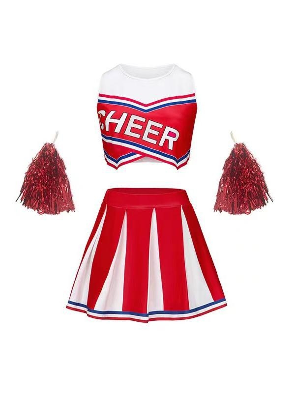 Costum de Cheerleading pentru femei – fustă scurtă de concurs, Milk Silk, 80-90% poliester, Primăvara 2025