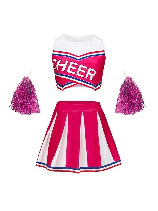 Costum de Cheerleading pentru femei – fustă scurtă de concurs, Milk Silk, 80-90% poliester, Primăvara 2025
