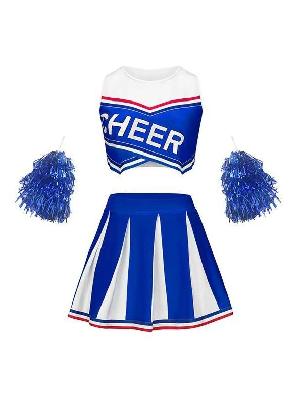 Costum de Cheerleading pentru femei – fustă scurtă de concurs, Milk Silk, 80-90% poliester, Primăvara 2025