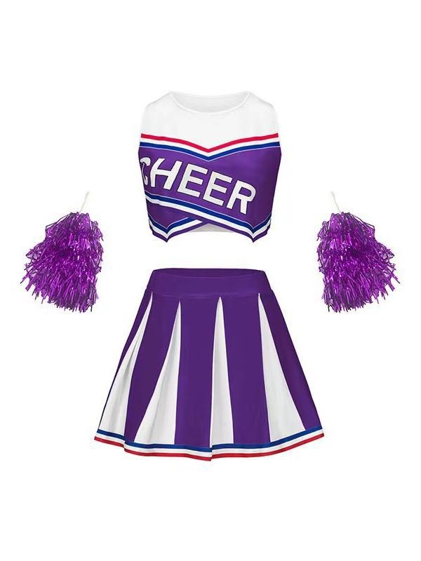 Costum de Cheerleading pentru femei – fustă scurtă de concurs, Milk Silk, 80-90% poliester, Primăvara 2025