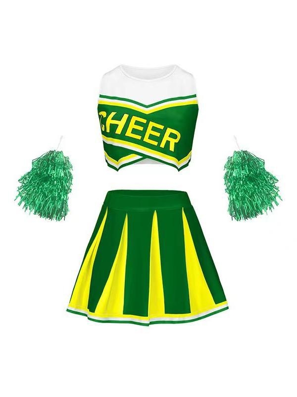 Costum de Cheerleading pentru femei – fustă scurtă de concurs, Milk Silk, 80-90% poliester, Primăvara 2025