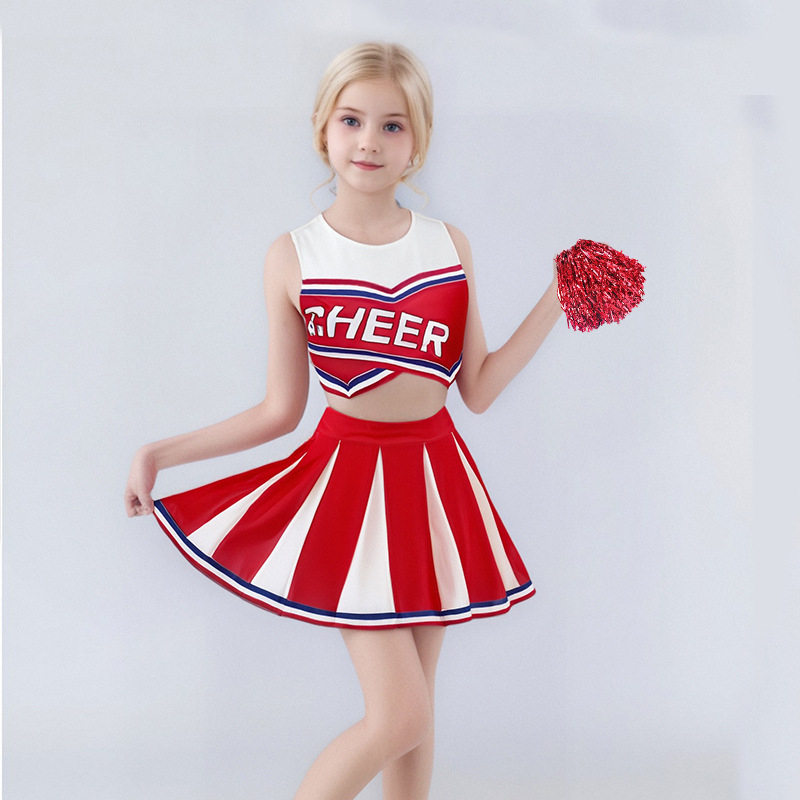 Costum de Cheerleading pentru femei – fustă scurtă de concurs, Milk Silk, 80-90% poliester, Primăvara 2025