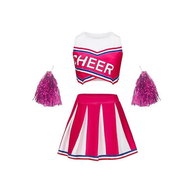 Costum de Cheerleading pentru femei – fustă scurtă de concurs, Milk Silk, 80-90% poliester, Primăvara 2025