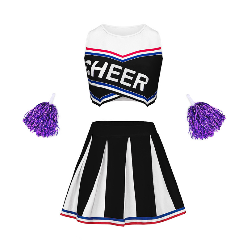 Costum de Cheerleading pentru femei – fustă scurtă de concurs, Milk Silk, 80-90% poliester, Primăvara 2025