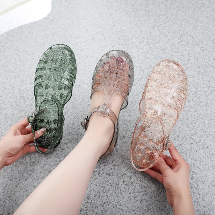 женски PVC римски сандали с катарама, дишащи, противохлъзгащи, инжекционно формована подметка