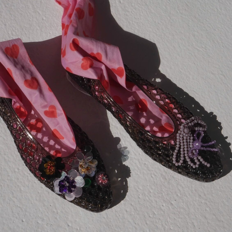 Ženske Mary Jane cipele s oštrim nosom, vintage stil, PVC gornji dio, TPU potplat, cvjetni uzorak, niski potplat
